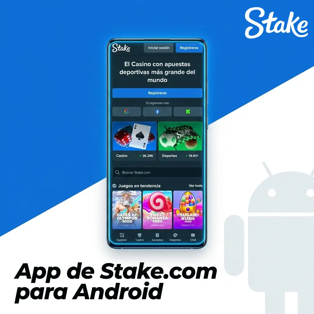 App de Stake.com para Android mostrando instalación APK en dispositivo con sistema operativo 6.0 o superior