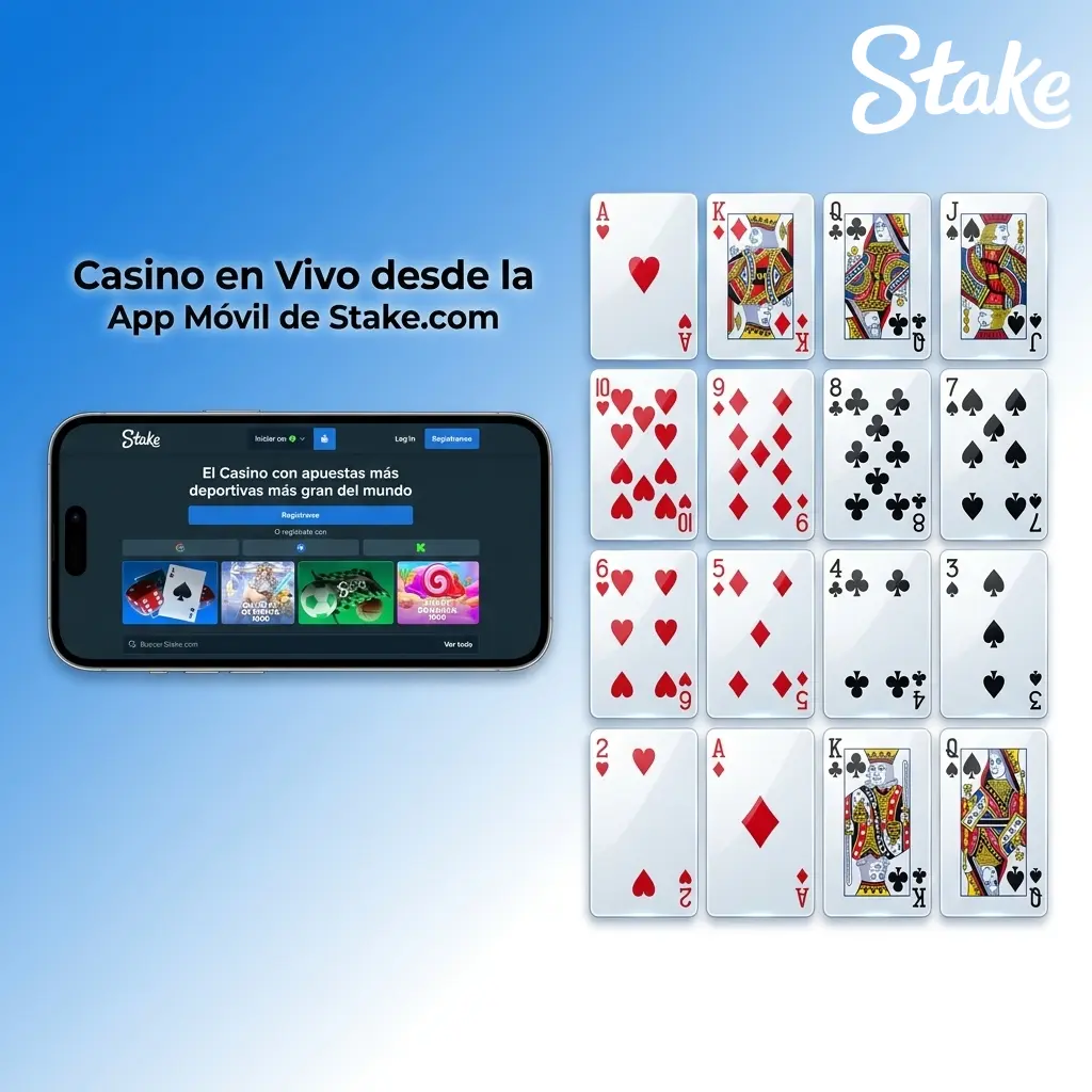 Jugador accediendo al casino en vivo de Stake.com desde app móvil con mesas de dealer en vivo
