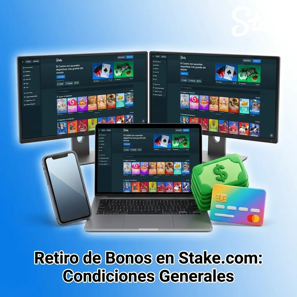 Retiro de bonos en Stake.com: condiciones generales para canjear saldo bonificado en criptomonedas